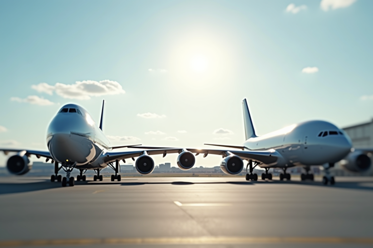 Deux avions commerciaux garés sur le tarmac en plein jour