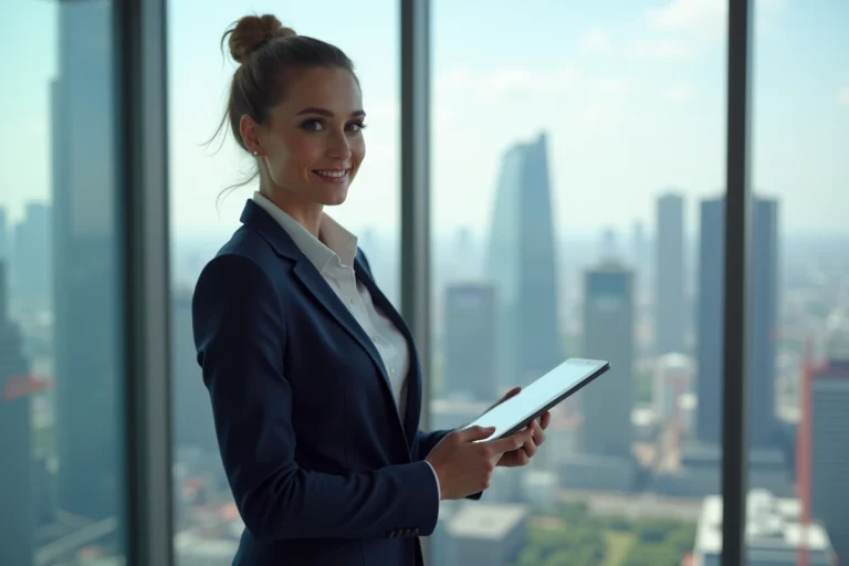 Femme d affaires en blazer dans un bureau moderne